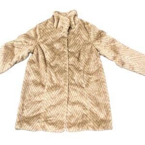 Jessica London Faux Fur Coat Beige Women's Teddy Jacket Mobwife Old Money Warm